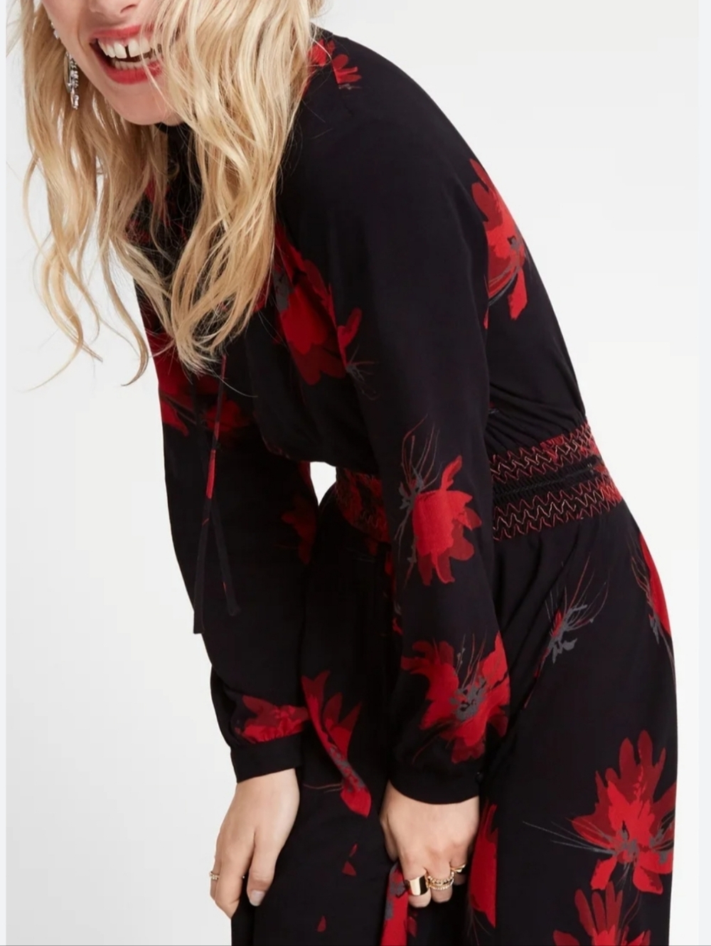 Desigual Assymetric Midi Butterfly Dress Size 12 Black & Red (44 European) - Picture 2 of 16